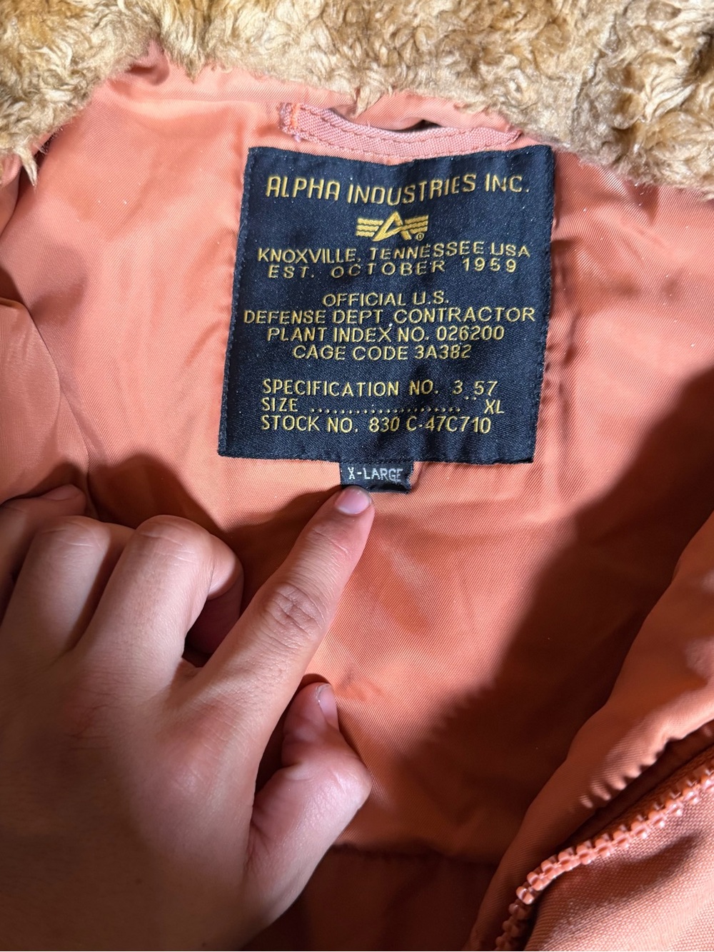 Alpha Industries Arctic Expedition Hooded Field Parka Jacket Orange Salmon XL - Picture 4 of 6